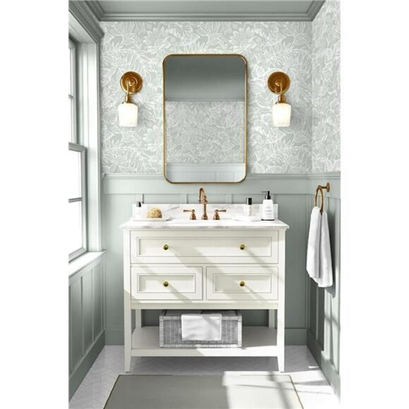 Tropical Leaf Peel Stick Wallpaper Green White Floral Removable Wall Decor - Picture 3 of 7